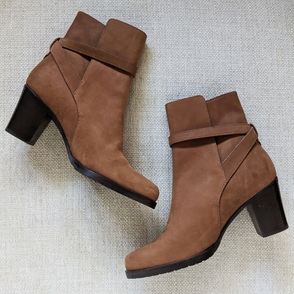 LK Bennett Aleena Booties Suede Leather Harness Ankle Brown Toffee Equestrian 38 - Picture 4 of 9